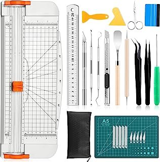 Famomatk 27PCS Craft Weeding Tools for Vinyl Kit,Utility Knife Vinyl Weeding Tool Set with 12Inch Paper Cutter Trimmer - HD Photos